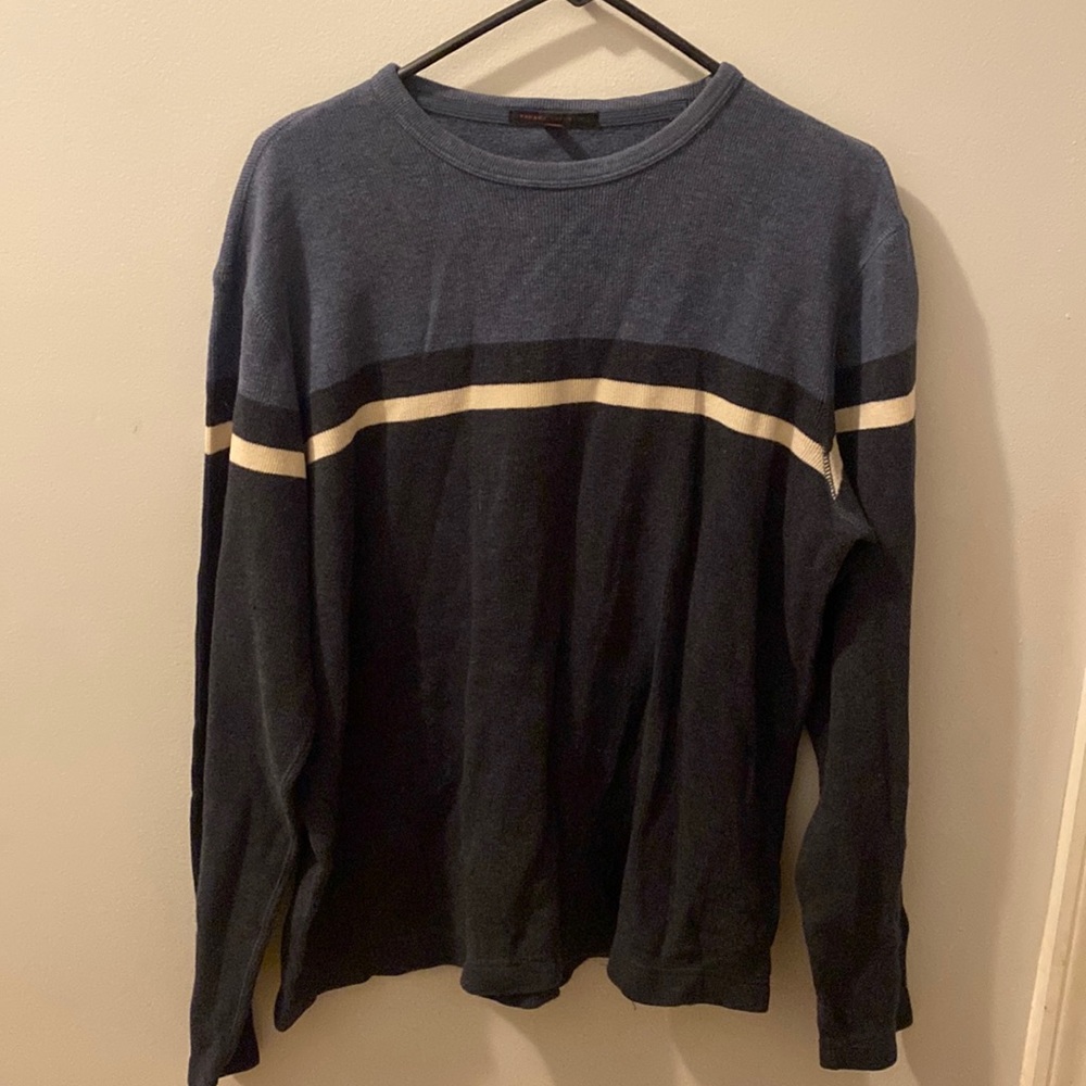 blue and white striped sweater